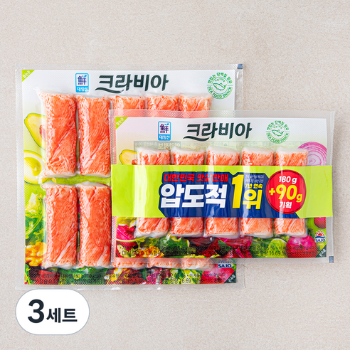 대림선 크라비아 맛살 180g + 90g 세트, 270g, 3세트
