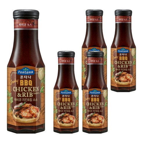 폰타나 스모키 비비큐 치킨 앤 립 소스, 285g, 5개