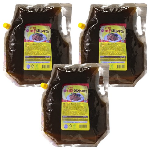 오뚜기 오쉐프 매운데리야끼 소스, 2kg, 3개