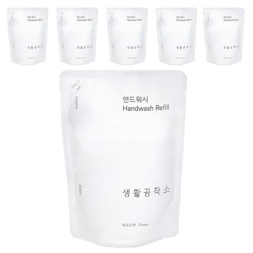 생활공작소 핸드워시 솝 리필 청포도향, 400ml, 6개