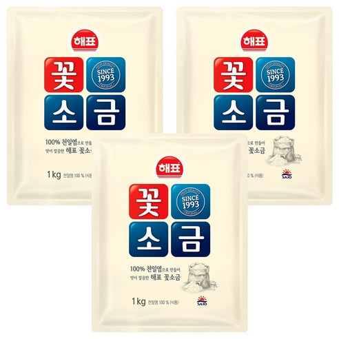 해표 꽃소금, 1kg, 3개