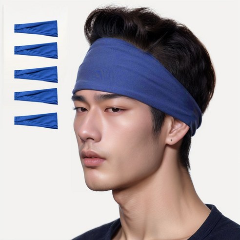 에머블 솔리드컬러 요가 헤어밴드, 블루, 5개