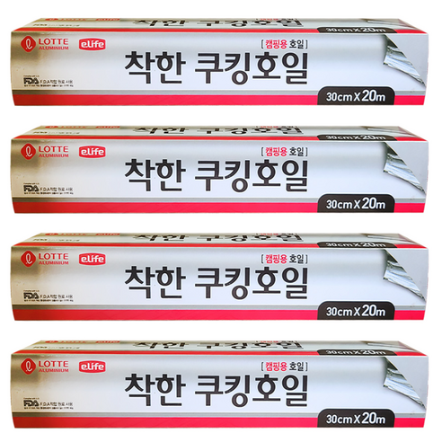 롯데이라이프 착한 쿠킹호일 30cm x 20m, 4개