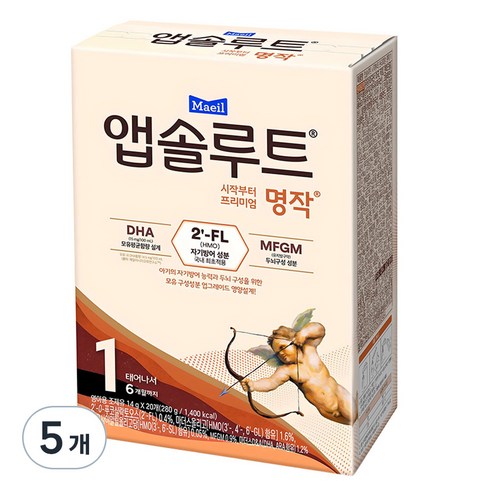 앱솔루트 시작부터 프리미엄 명작 스틱분유 1단계, 5개