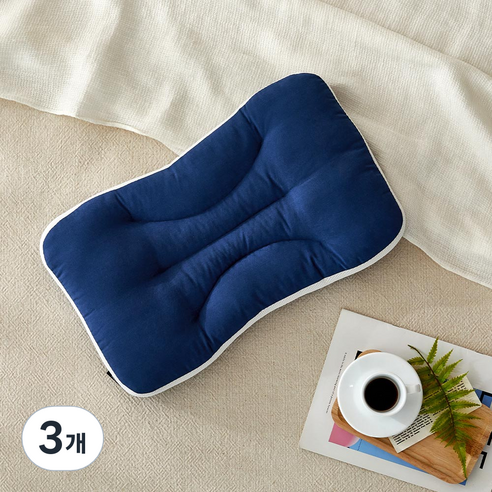 모던하우스 ON 부드럽고 낮은 목이 편안한 메쉬 경추 베개, 네이비, 3개
