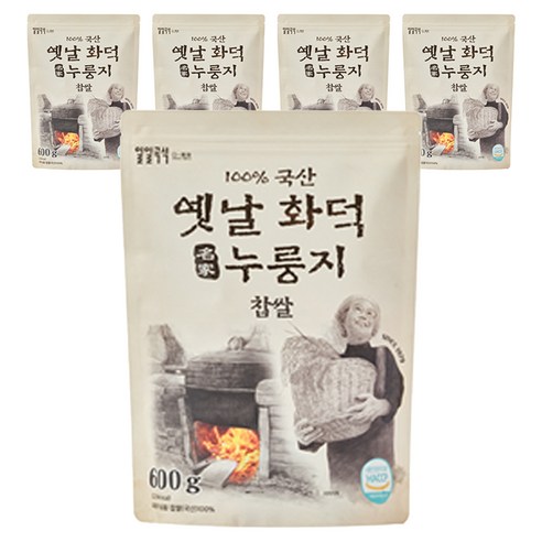 일일곡식 옛날 화덕 누룽지 찹쌀, 600g, 5개