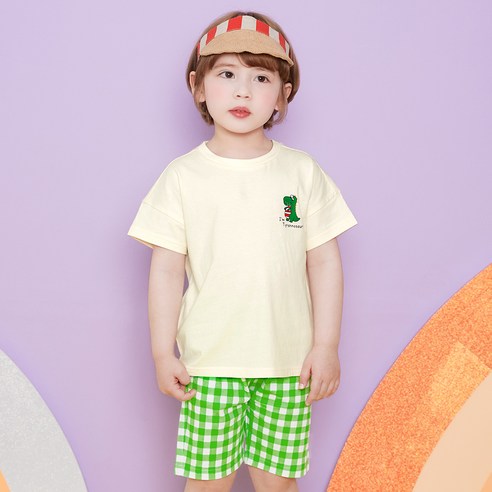 마리앤모리 아동용 디노 체크 상하복