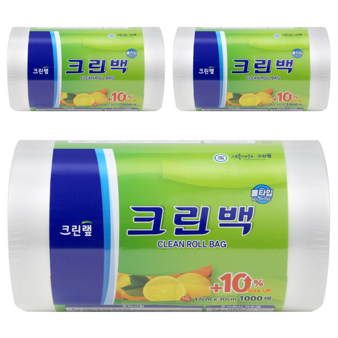 크린랲 크린롤백 17cm x 30cm, 1000개입, 3개