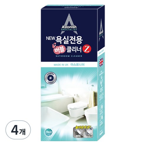 아스토니쉬 뉴 욕실 전용 버블 클리너 Z, 750ml, 4개