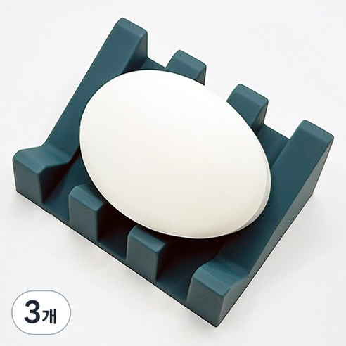 바코젤 논슬립 실리콘 비누받침, 블루 그린, 3개