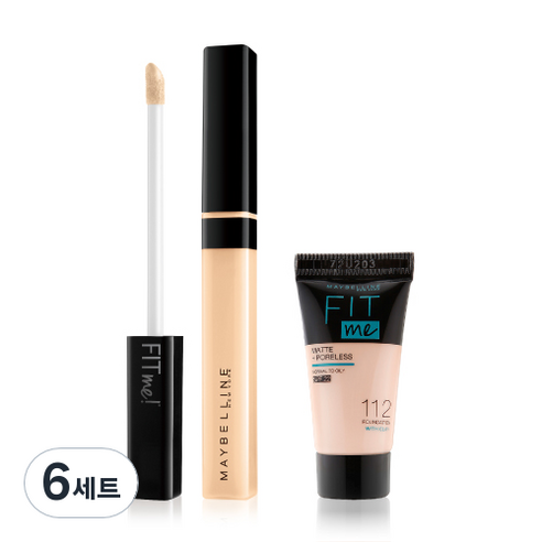 메이블린 핏미 컨실러 7ml + 미니 파운데이션 5ml 세트, 10 라이트(컨실러), 랜덤발송(파운데이션), 6세트