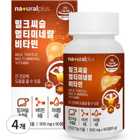 내츄럴플러스 밀크씨슬 멀티미네랄 비타민, 90정, 4개