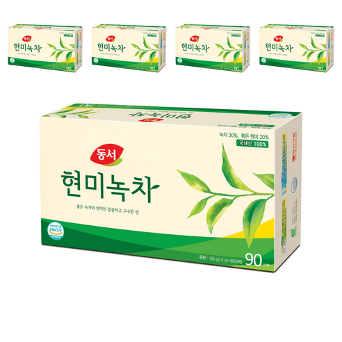 동서 현미녹차 티백, 1.5g, 90개입, 5개