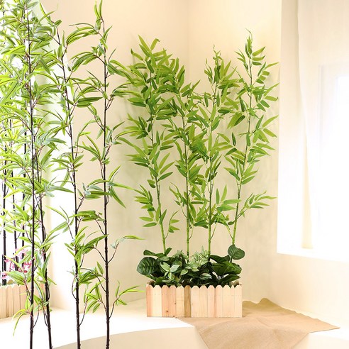 인조 대나무 인테리어 파티션 조경 조화식물 일체형 대나무 오죽150cm 5개, 혼합색상, 1세트