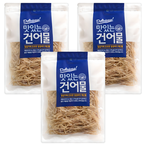 해맑은푸드 얇은쥐포채, 400g, 3개