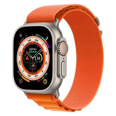 Apple 애플워치 Ultra 알파인 루프 49mm GPS+Cellular 티타늄 케이스, 오렌지 Small