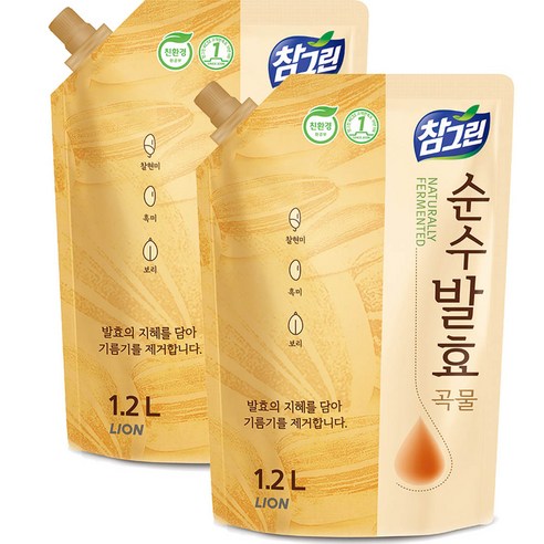 참그린 순수발효 곡물 주방세제, 1.2L, 4개