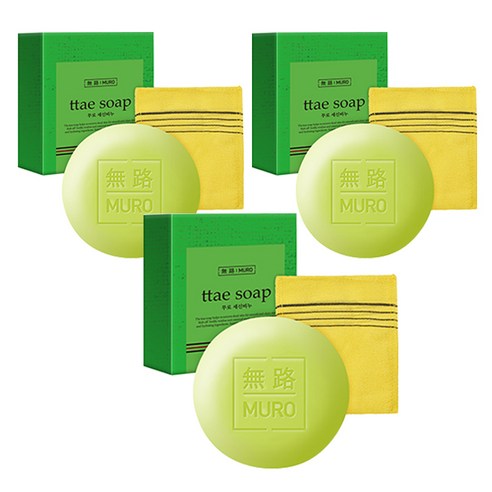 무로 세신비누 + 때타올 세트, 100g, 3세트