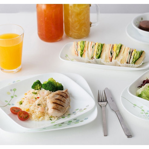 디자인, 실용성, 편리함 모두 갖춘 코렐 그린딜라이트 식기세트로 매일 즐거운 밥상을!