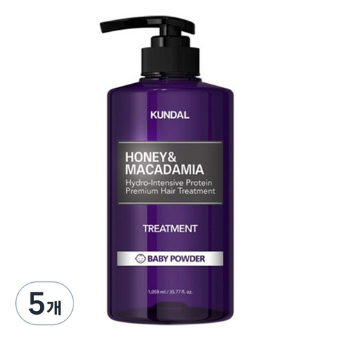 쿤달 허니 앤 마카다미아 헤어 트리트먼트 베이비파우더향, 1058ml, 5개