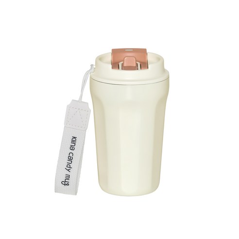 클리나 캔디머그 스텐 보온보냉 빨대 텀블러, 크림라떼, 380ml, 1개