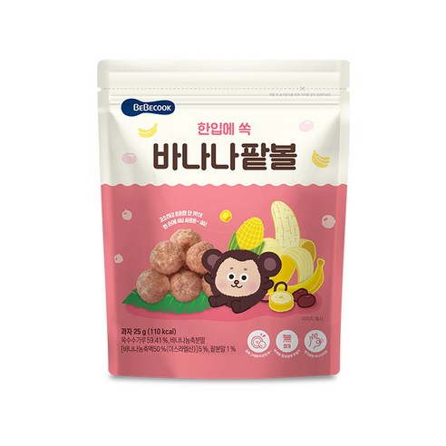 베베쿡 한입에 쏙 바나나팥볼 25g, 바나나 + 팥 혼합맛, 1개