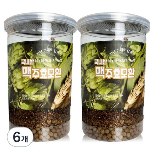 헬로우그린 맥주효모환 통, 350g, 6개
