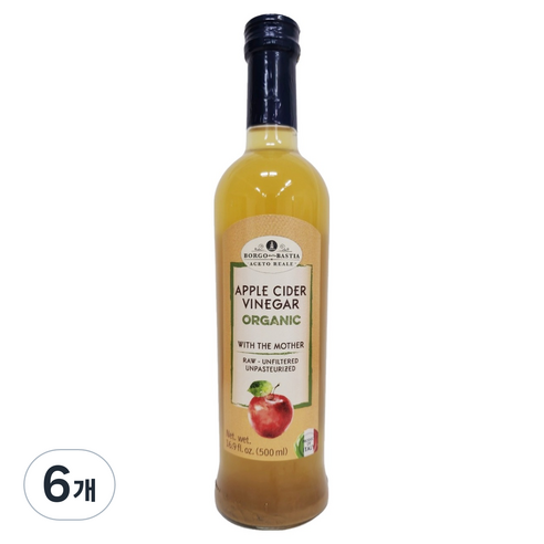 발베로 보르고델라바스티아 유기농 애플사이다비니거, 6개, 500ml
