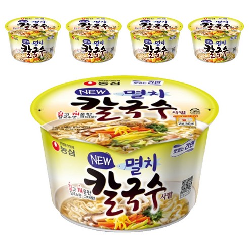 농심 멸치칼국수 사발 75g, 5개