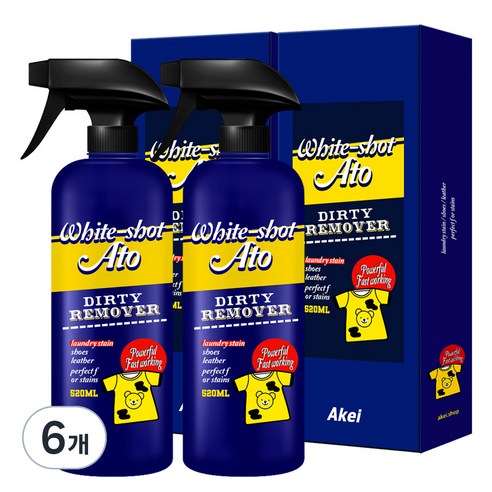 아케이 리빙 화이트샷 아토 고농축 강력 얼룩제거제, 6개, 520ml