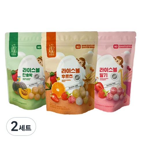 아비삭 유아 라이스볼 간식 30g x 3종세트, 딸기, 후르츠, 단호박, 2세트