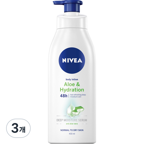 니베아 보습 알로에 하이드레이션 바디로션, 400ml, 3개