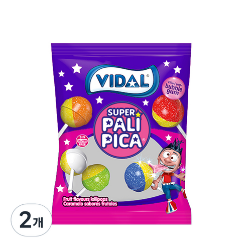 비달 슈퍼 팔리피카 필드워드 버블껌 캔디 32p, 560g, 2개