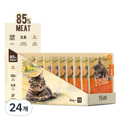 샘스필드 전연령 고양이 주식파우치, 닭, 85g, 24개