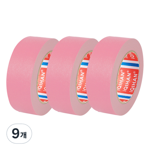다다 칼라 마스킹 종이테이프 30mm x 15m, 핑크, 9개