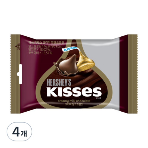 키세스 허쉬 크리미 밀크 초콜렛, 146g, 4개