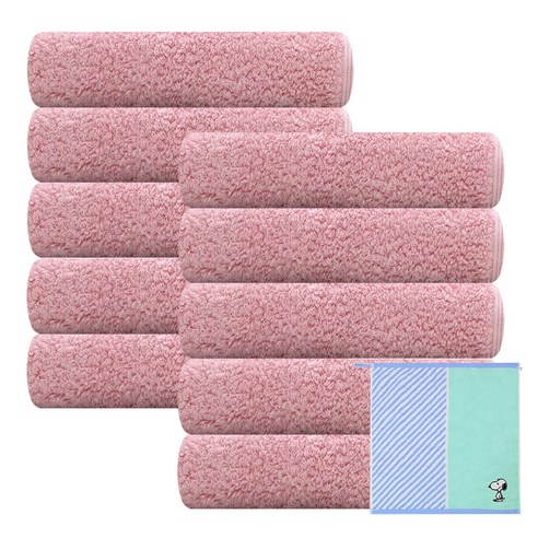 송월타월 블랙라벨 타올 180g 40수 코마사 10p + 송월 캐릭터 고리수건 랜덤발송, 분홍, 1세트