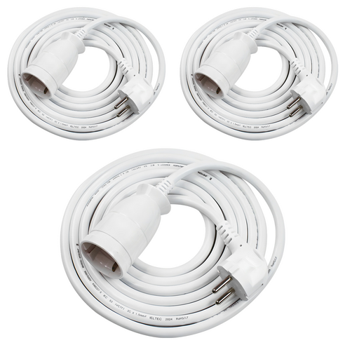 원스탑 고용량 연장코드선 1구 16A, 1m, 화이트, 3개