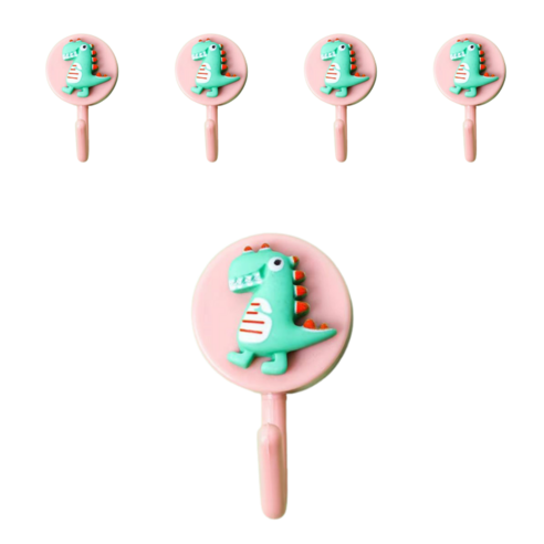 리빙홈디테일 러블리 접착 걸이, 5개, 공룡
