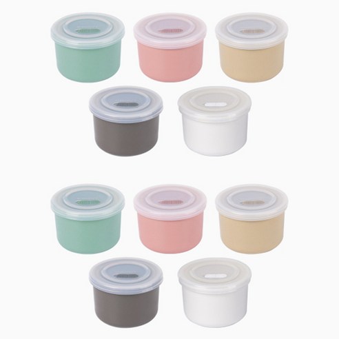 블루마마 도자기 이유식 밀폐보관용기 5종 세트, 핑크, 베이지, 민트, 그레이, 화이트, 2세트, 250ml