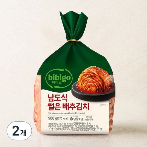 비비고 남도식 썰은 배추김치, 900g, 2개