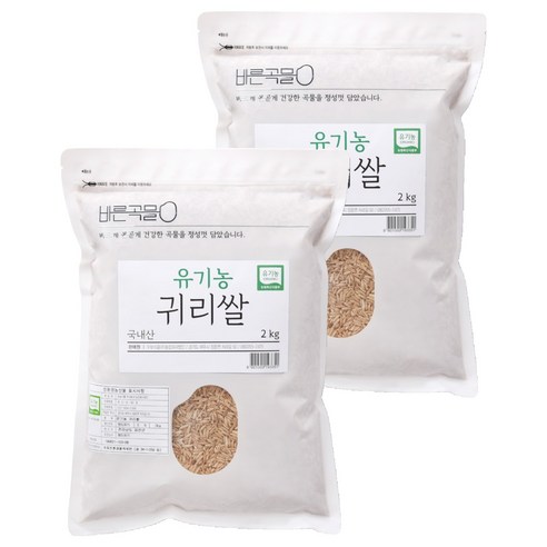 바른곡물 국내산 유기농 귀리 쌀, 2kg, 2개