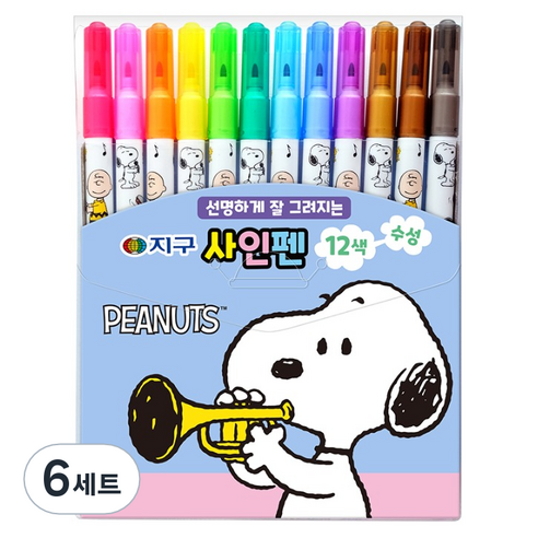 지구화학 피너츠 사인펜 12종 세트, 12색, 6세트
