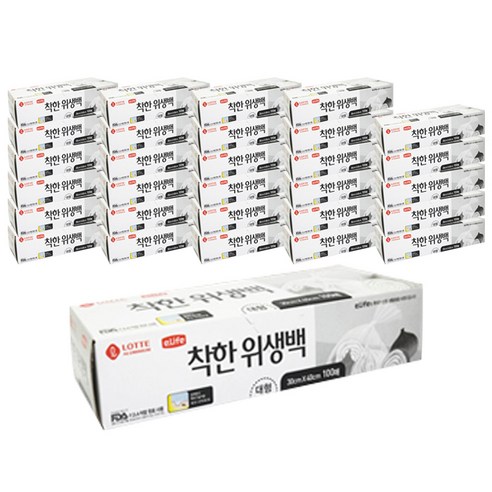 롯데이라이프 착한 위생백 대형 30 x 40 cm 100매, 대(L), 100개, 30개