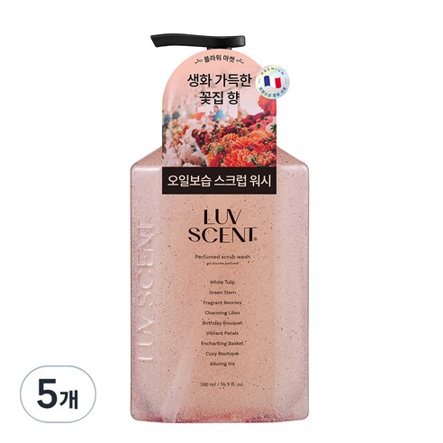 럽센트 스크럽 워시 플라워마켓 화이트튤립향, 500ml, 5개
