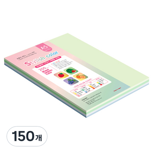 종이문화 SS 스타일리쉬 시즌 두꺼운 혼합색지 205g 01 Spring, 150개, A5