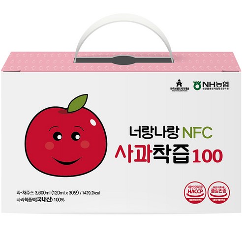 미쁨생활건강 너랑나랑 NFC 사과착즙100, 30개, 120ml