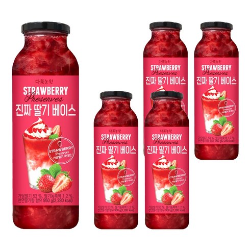 다농원 진짜 딸기베이스, 950g, 5개