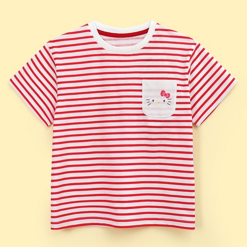 프리미에팜 아동용 산리오 헬로키티 스트라이프 반팔 티셔츠, 130호이라는 상품의 현재 가격은 7,690입니다.