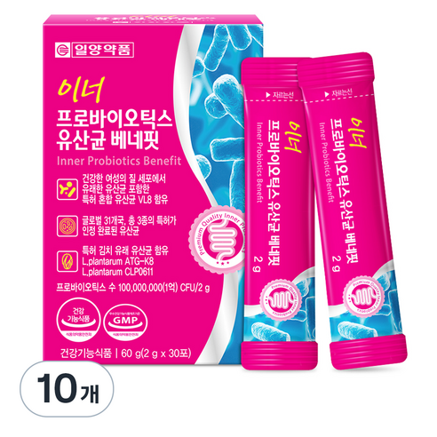 일양약품 이너 프로바이오틱스 유산균 베네핏 30p, 60g, 10개